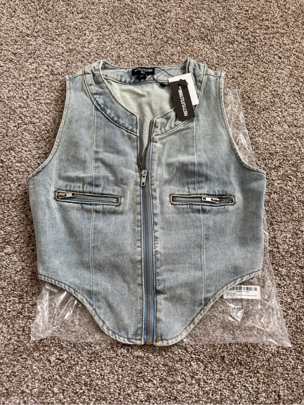 Women's Light Blue Denim Zip Vest